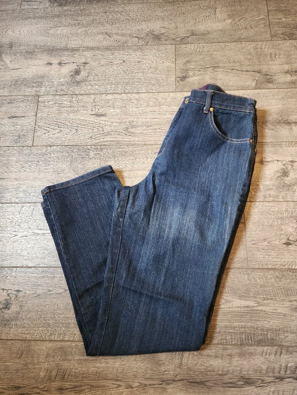 Gloria Vanderbilt Amanda Jeans Size 12 Dark Wash Blue Denim Straight High-Waist